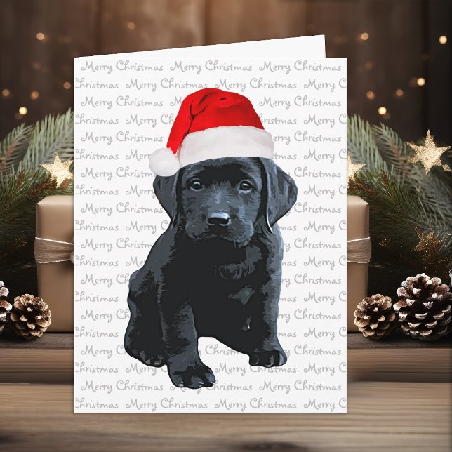 Cartão De Festividades Black Lab Feliz Natal Labrador Cachorro de Papais  (Criador carregado)