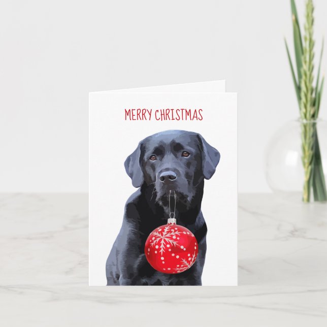 Cartão De Festividades Black Lab Felry Christmas - Labrador — Cachorro Bo (Frente)