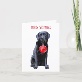 Cartão De Festividades Black Lab Felry Christmas — Labrador Puppy Cachorr