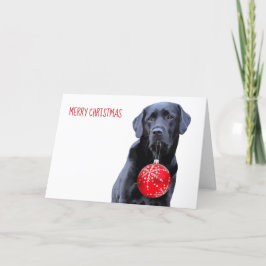 Cartão De Festividades Black Lab Merry Christmas- Labrador Puppy Cute Dog