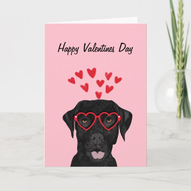Cartão De Festividades Black Lab valentines day card - labrador retriever (Frente)