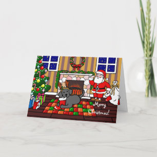 Cartão De Festividades Black Labrador e Cartoon de Natal Papais noeis