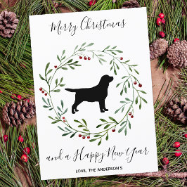 Cartão De Festividades Black Labrador Elegant Dog Feliz Natal