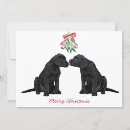 Cartão De Festividades Black Labrador Mistletoe Cute Dog Puppy