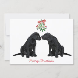 Cartão De Festividades Black Labrador Mistletoe Cute Dog Puppy