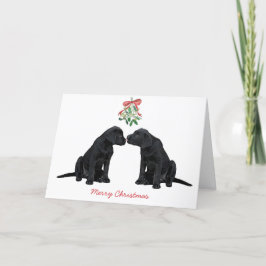 Cartão De Festividades Black Labrador Mistletoe Cute Dog Puppy