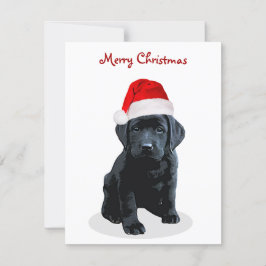 Cartão De Festividades Black Labrador Puppy Feliz Papai noel de Natal Cão