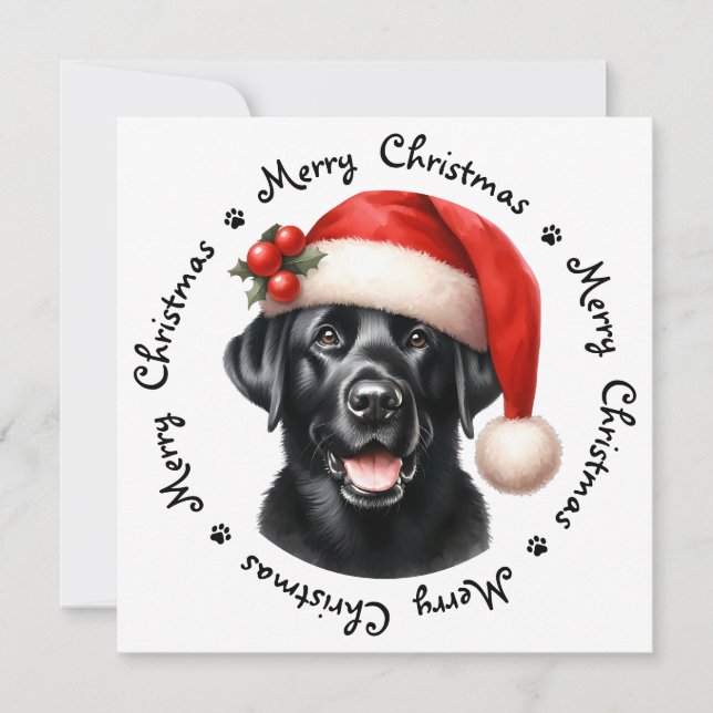 Cartão De Festividades Black Labrador Retriever - Feliz Natal (Frente)