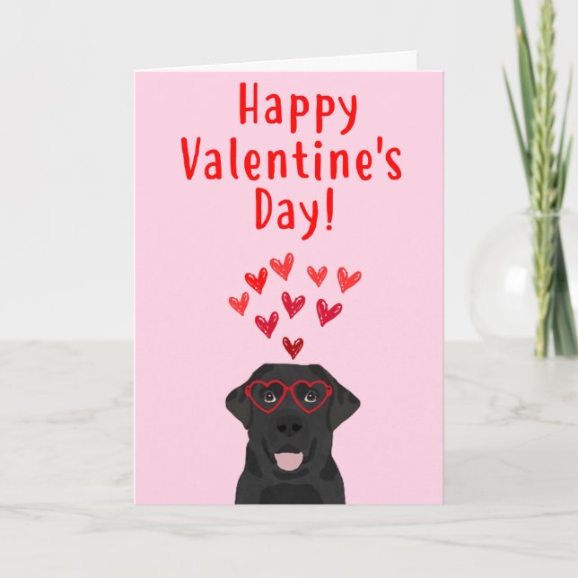 Cartão De Festividades Black Labrador Retriever Valentine's Day Card (Frente)
