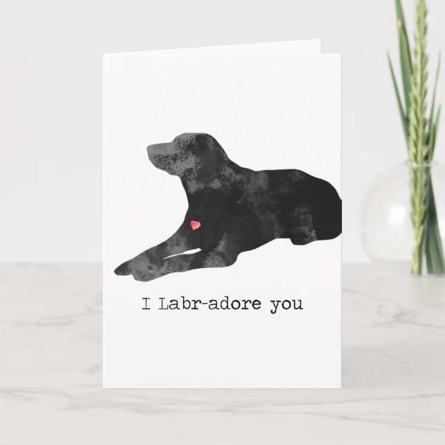 Cartão De Festividades Black Labrador Retriever Valentine's Day Card (Frente)