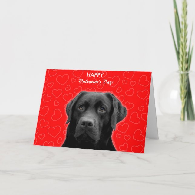 Cartão De Festividades Black Labrador Wishing Happy Valentine's day Card (Frente)
