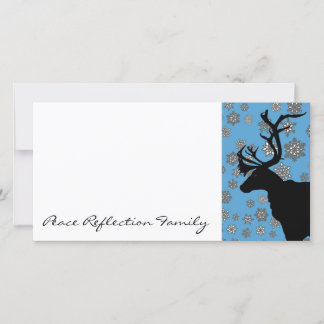 Cartão De Festividades Black Reindeer with Snowflakes
