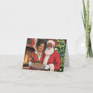 Cartão De Festividades Black Santa & Mrs. Claus Christmas Card 