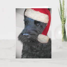 Cartão De Festividades Black Scottish Terrier Santa Card