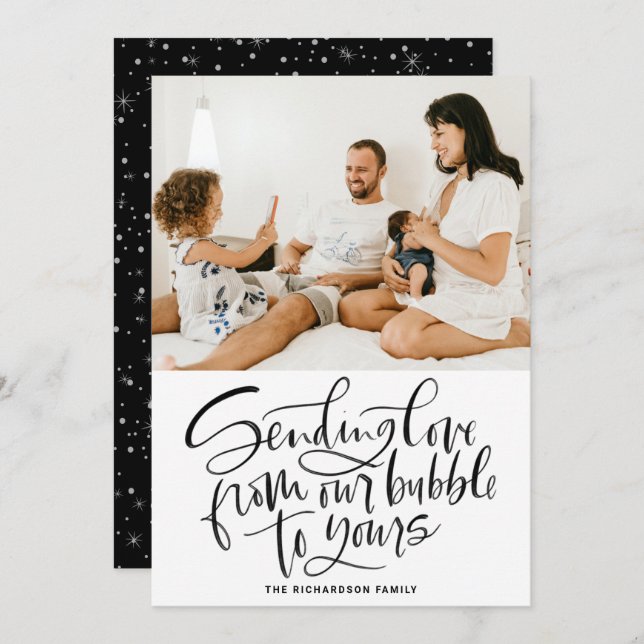 Cartão De Festividades Black Sending Love from Our Bubble to Your Photo ( (Frente/Verso)
