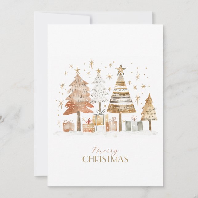 Cartão De Festividades Black white hand-drawn pastel trees Christmas (Frente)