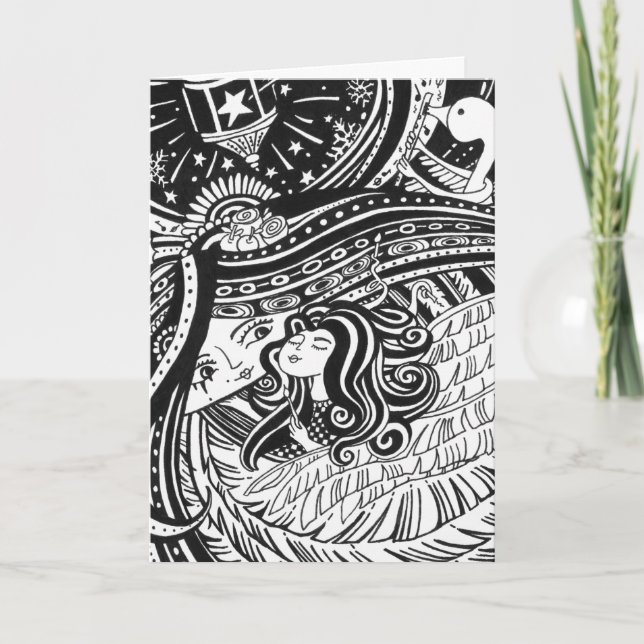 Cartão De Festividades Black & White Little Match Girl Valentine Card (Frente)
