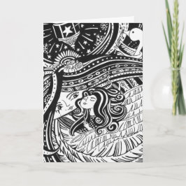 Cartão De Festividades Black & White Little Match Girl Valentine Card