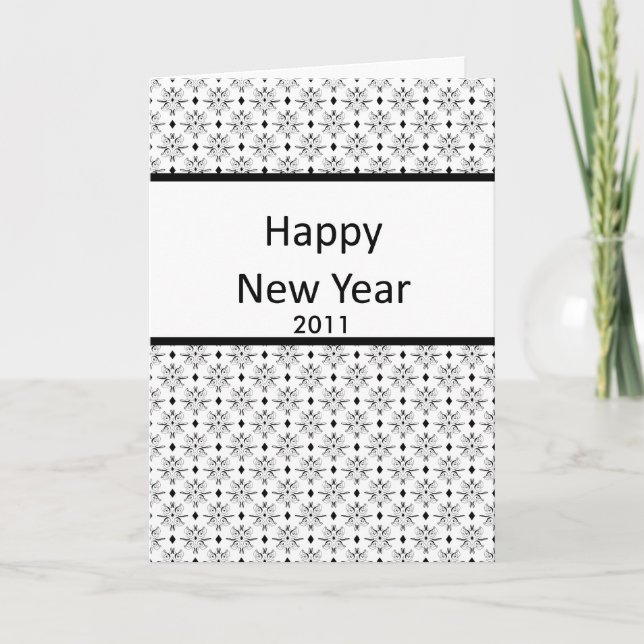Cartão De Festividades Black White New Year's Eve Greeting Card-2013 (Frente)