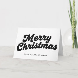 Cartão De Festividades Black & White Retro Script Merry Christmas