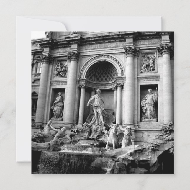 Cartão De Festividades Black White Trevi Fountain Rome Travel Photography (Frente)