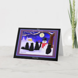 Cartão De Festividades Black Winter cats Christmas cards