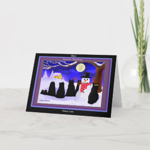 Cartão De Festividades Black Winter cats Christmas cards