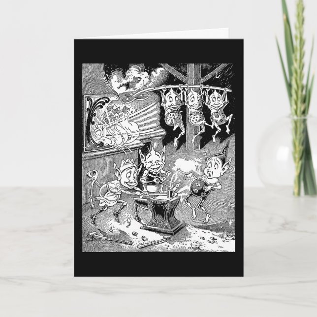 Cartão De Festividades Blacksmith Gnome no Forge (Frente)