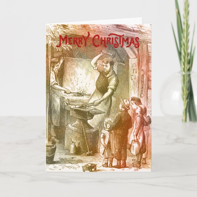 Cartão De Festividades Blacksmith ou Farrier Christmas Card (Frente)