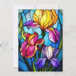 Cartão De Festividades Blank Flat Greeting Card with Stain-Glass Iris 