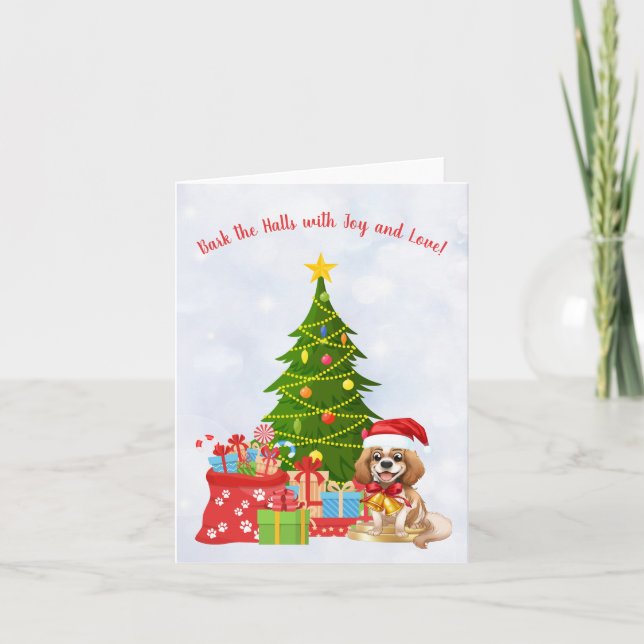 Cartão De Festividades Blenheim Cavalier King Charles Spaniel no Natal (Frente)