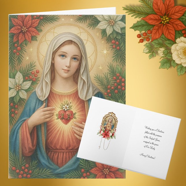 Cartão De Festividades Blessed Mother Mary Catholic Christmas Religious (Criador carregado)