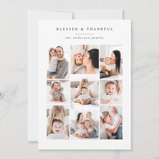 Cartão De Festividades Blessed & Thankful multi photo holiday card (Frente)