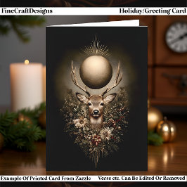 Cartão De Festividades Blessed Yule Stag with Golden Sun, Winter Solstice