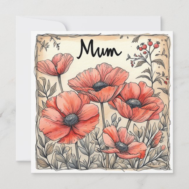 Cartão De Festividades Blessings de mãe: Sentimentos Doce (Frente)