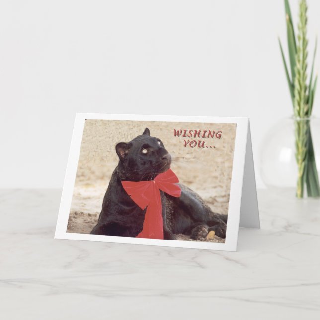 Cartão De Festividades Blk Leopard holiday bow (Frente)