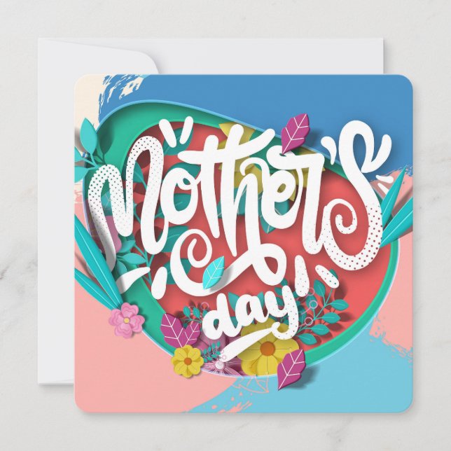 Cartão De Festividades Bloco de Cores Dia das Mães (Frente)