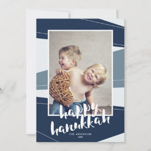 Cartão De Festividades Bloco Geométrico   Hanukkah e Interfé de Natal