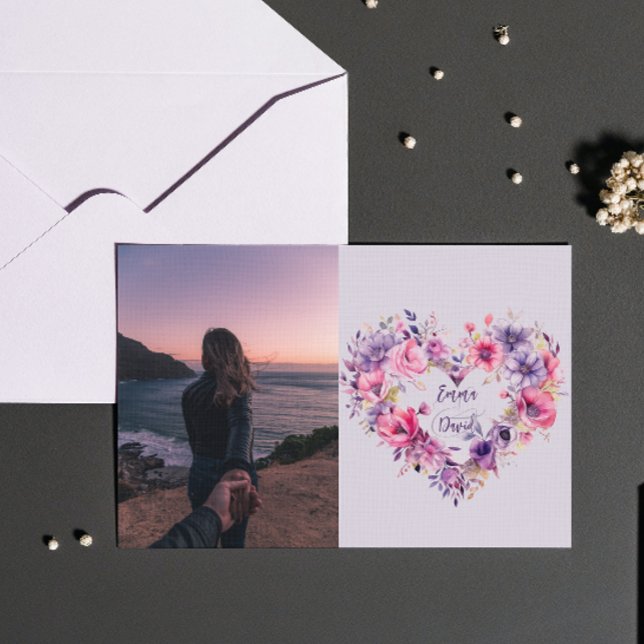 Cartão De Festividades Blooms of Love | Floral | Fotografias e Nomes Pers (Criador carregado)