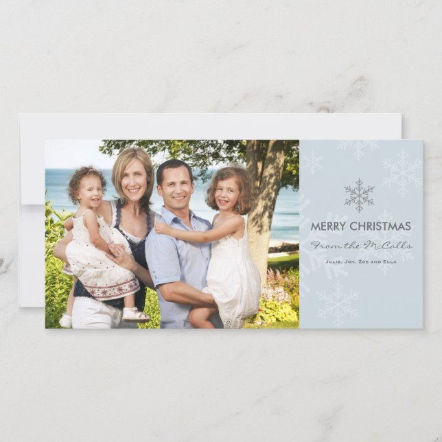 Cartão De Festividades Blue and Grey Snowflake Holiday Card (Frente)