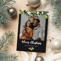 Blue Berry Greenery Foto Feliz Natal