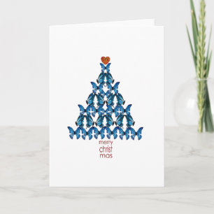 Cartão De Festividades Blue Butterfly Christmas Tree