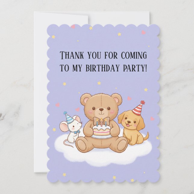 Cartão De Festividades Blue Childish Birthday Invitation Card – Fun Kid (Frente)