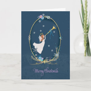 Cartão De Festividades Blue Christmas Angel Greeting Card