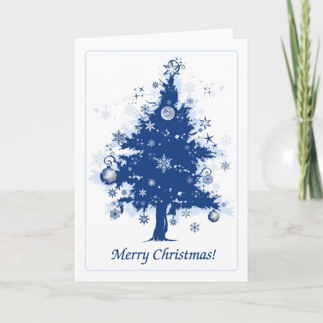 Cartão De Festividades Blue Christmas Tree (Frente)