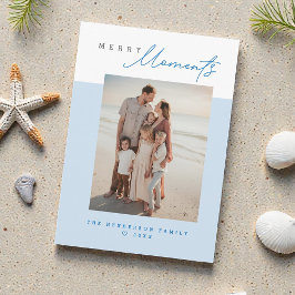 Cartão De Festividades Blue Coastal Merry Moments Family Photo Christmas