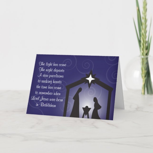 Cartão De Festividades Blue Evening Christmas Nativity Cards (Frente)