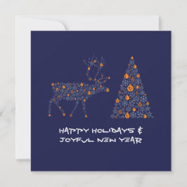 Cartão De Festividades Blue greeting card HAPPY HOLIDAYS JOYFUL NEW YEAR