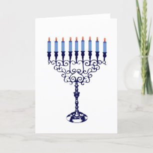 Cartão De Festividades Blue Hanukkah Menorah