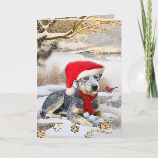 Cartão De Festividades Blue Heeler winter Scene cards (Frente)